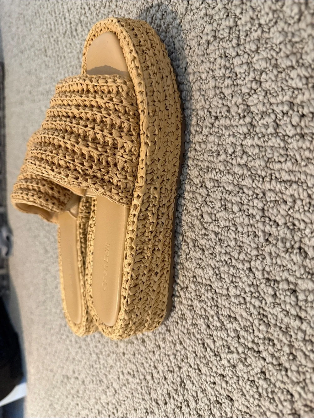 Braided Slide Platform Sandals in Tan